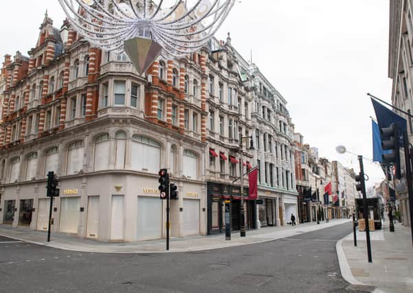 An empty New Bond Street, in London on Tuesday, as England continued a four week national lockdown. Lockdown patently works if you are prepared to be brutal about it but the question is whether the cure is worth it. And if it is, then the impact on people needs to be shared more widely. Photo: Dominic Lipinski/PA Wire