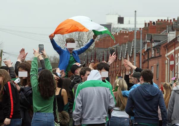 The Holylands on St Patrick's Day in 2017. It would be vile if the housing beside Northern Ireland’s premier university was a scene of Union Jack waving parties, so that students became 94% Protestant. Picture Press Eye