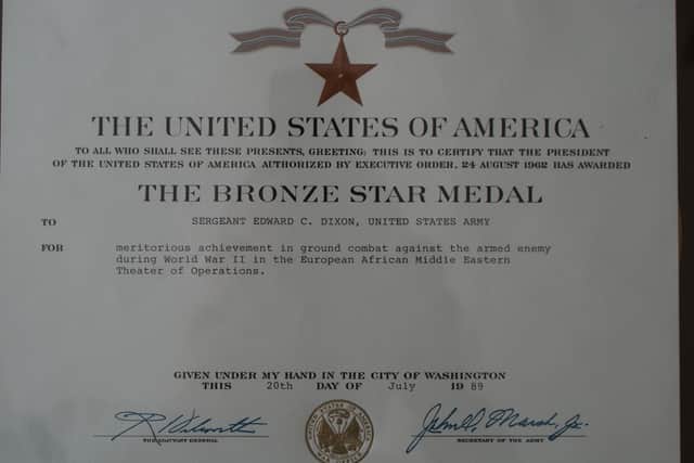 Teddy Dixon eventually received his Bronze Star from the US Government in 1989