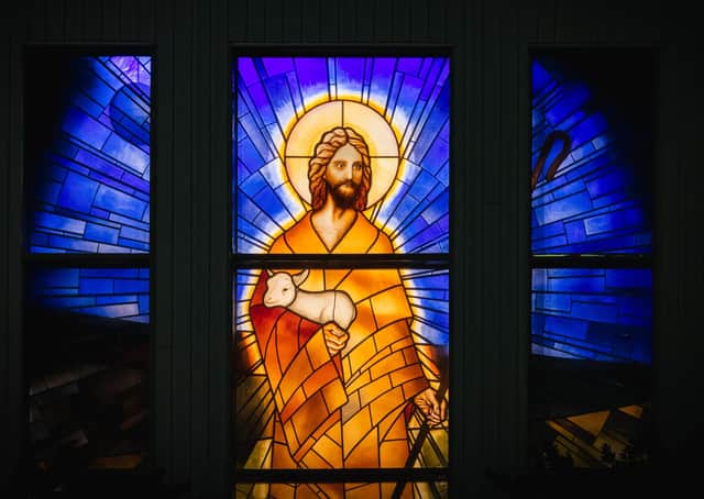 A stained glass window in a church (c/o Greg Rosenke)