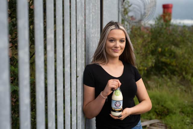 Enjoying a Millar Moo flavoured milk drink developed by Clarke Millar Foods at Dunmurry