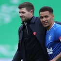 Rangers captain James Tavernier with his manager, Steven Gerrard. Pic by Getty.