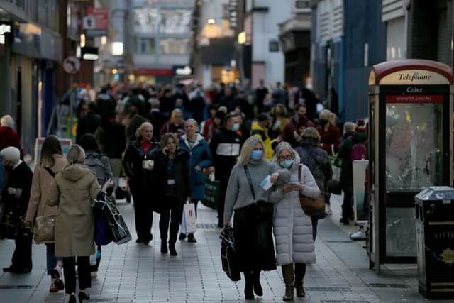 Belfast city centre was busy with shoppers ahead of the new restrictions that came in at 12:01am today. (
Photo: Pacemaker Press)