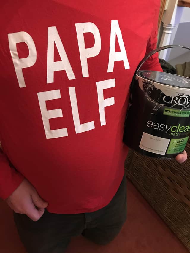 Papa Elf pyjamas and the paint