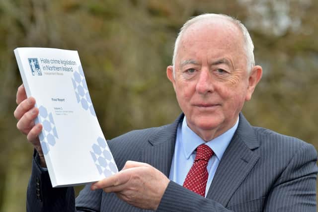 Judge Desmond Marrinan has presented his review of Hate Crime Legislation in Northern Ireland to Naomi Long MLA, Minister of Justice.
The review began work in June 2019 to find better ways to deal with hate crime in Northern Ireland.
Judge Desmond Marrinan is pictured with the review document.
Photo by Simon Graham Photography.
