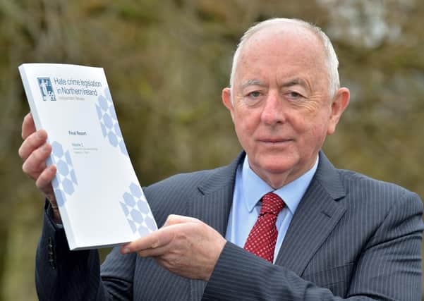 Judge Desmond Marrinan has presented his review of Hate Crime Legislation in Northern Ireland to Naomi Long MLA, Minister of Justice.
The review began work in June 2019 to find better ways to deal with hate crime in Northern Ireland.
Judge Desmond Marrinan is pictured with the review document.
Photo by Simon Graham Photography.