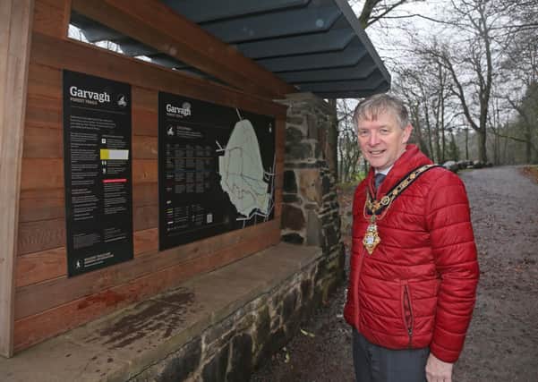 The Mayor of Causeway Coast and Glens Borough Council Alderman Mark Fielding pictured during a recent visit to Garvagh Forest
