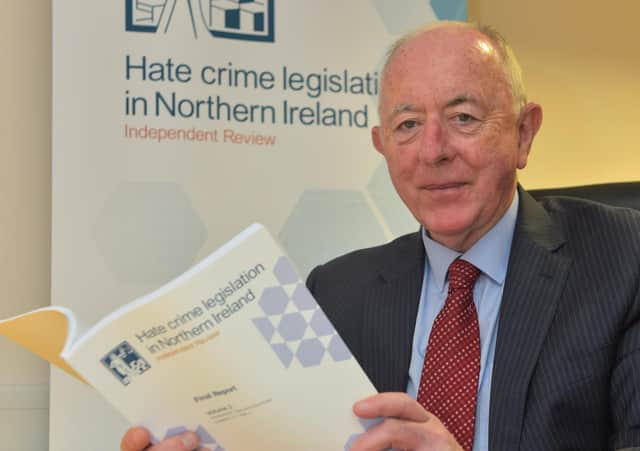 Judge Desmond Marrinan has presented his review of Hate Crime Legislation in Northern Ireland to Naomi Long MLA, Minister of Justice.The review began work in June 2019 to find better ways to deal with hate crime in Northern Ireland.Judge Desmond Marrinan is pictured with the review document.Photo by Simon Graham Photography.