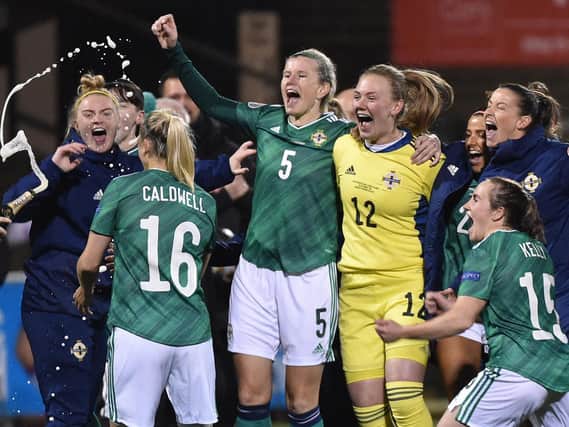 Northern Ireland players celebrate the win