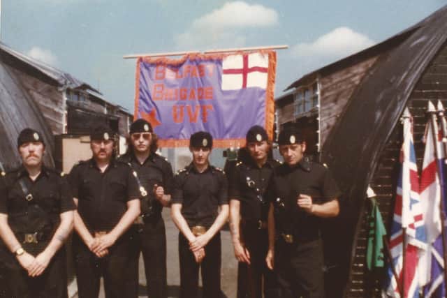 Belfast UVF men in Long Kesh in the 1970s - L-R: Frankie Curry, Joe Bennet, Trevor King, Jackie Mahood, Billy Hutchinson and Billy Mitchell.