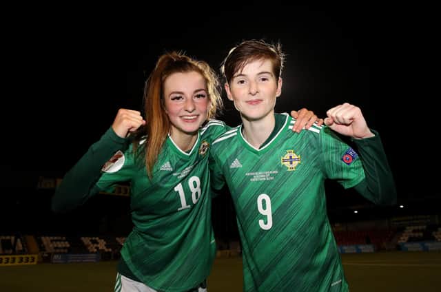 Sisters Caitlin and Kirsty McGuinness.  Photo by William Cherry/Presseye