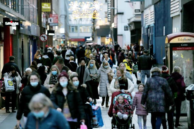 Belfast City Centre was packed with shoppers before restrictions were imposed almost two weeks ago