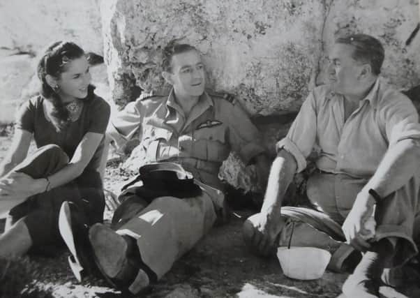 Brian Desmond Hurst (right) directing Alec Guinness and Murial Pavlow on the set of Malta Story in 1953