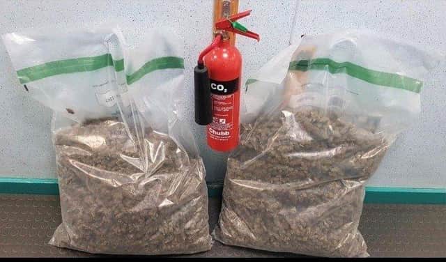 The suspected cannabis seized by police