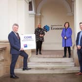 Minister Diane Dodds, Department for the Economy and Kieran Harding, Managing Director, BITC congratulate Noel Mullan, Commercial Director, Heron Bros and Angela Connan, CSR Manger Lidl NI, on achieving CORE: The Standard for Responsible Business accreditation