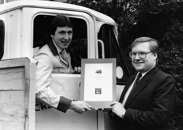 A milkman who rescued a crash victim trapped for several hours in a ditch was hailed as a Good Samaritan in October 1987. Mr Dean Gray, 31, from Lurgan, who worked for Creamline Dairies was in Belfast to receive the first Dairy Council for Northern Ireland Care Code certificate, awarded to roundsmen covering thousands of homes up and down Northern Ireland. Dairy Council management committee chairman Mr Ivan McMurray said: â€œWe know milkmen already take a caring attitude on their rounds and with the Care Code we will be awarding certificates of commendation to any milkman who carries out an act of service to others.â€ Mr Dean Gray is pictured receiving his Care Code certificate from Mr Ivan McMurray, chairman of the Dairy Council for Northern Ireland. Picture: News Letter archives