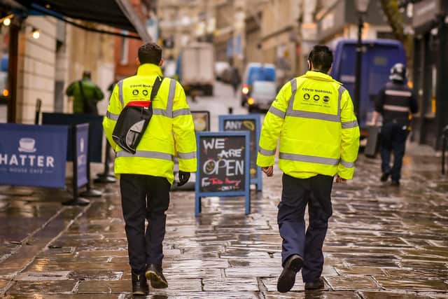 They are called Covid Marshals in England and Covid Officers and Ambassadors in Northern Ireland.