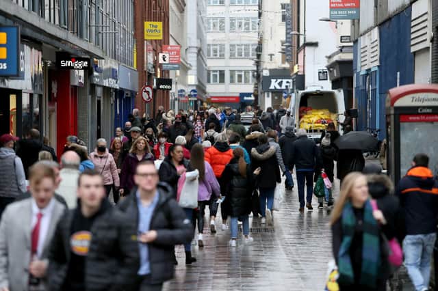 Shoppers in Belfast City Centre on Friday