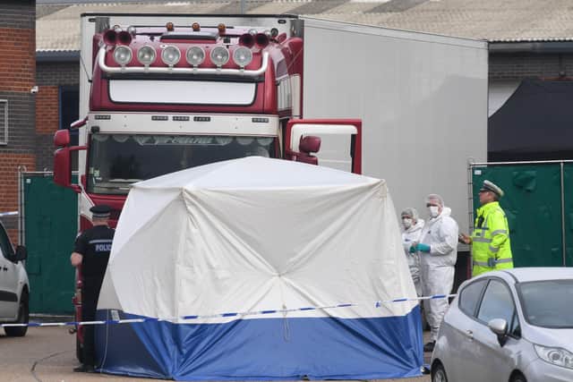 The lorry in which the bodies of the migrants were found
