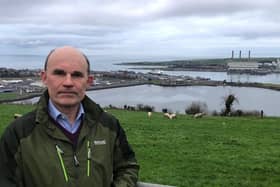 UUP MLA Roy Beggs with Larne Port – where EU officials will oversee the new Irish Sea border –in the background