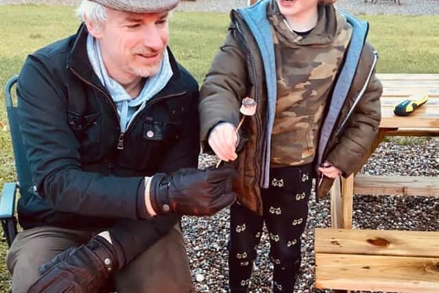 Toasting marshmallows with my son