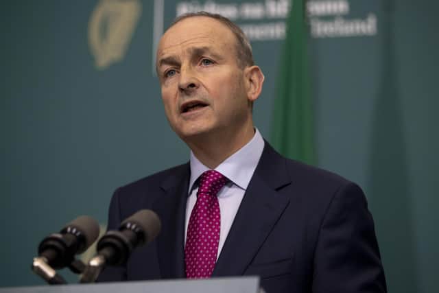 Taoiseach Micheal Martin during a media briefing at Government Buildings, Dublin.