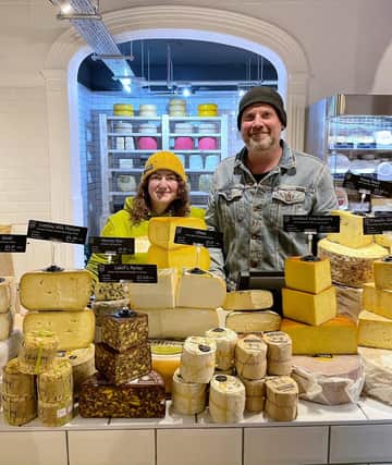 Laura Bradley and Jonny McDowell in the new cheese and charcuterie shop on Belfast’s Ormeau Road
