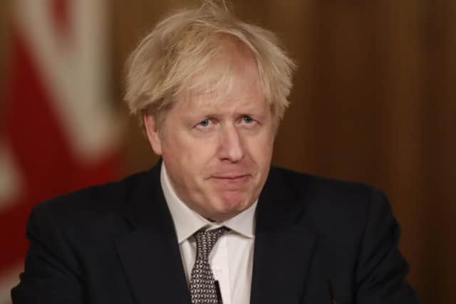 Prime Minister Boris Johnson during a media briefing on coronavirus: Matt Dunham/PA Wire