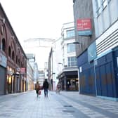 Belfast city centre earlier this month before shops reopened. Closing businesses did not cut infection rates as much as hoped, yet Stormont is going for the same tactic