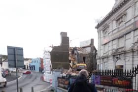 Demolition work commences at the  famous Larne  establishment. Photo courtesy of Mr Graham.