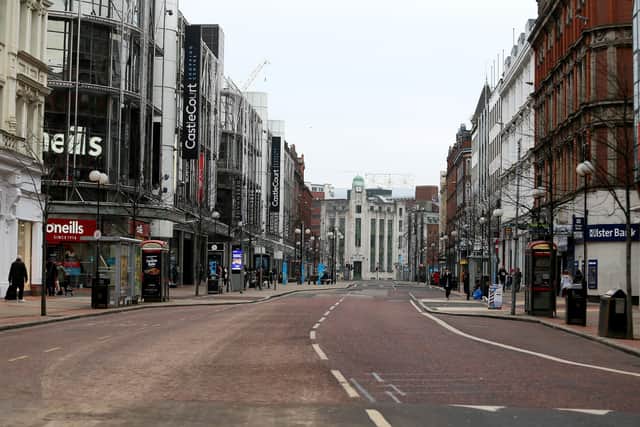 A very quiet 
Belfast city centre pictured only four weeks before Christmas. 
Photo Pacemaker Press