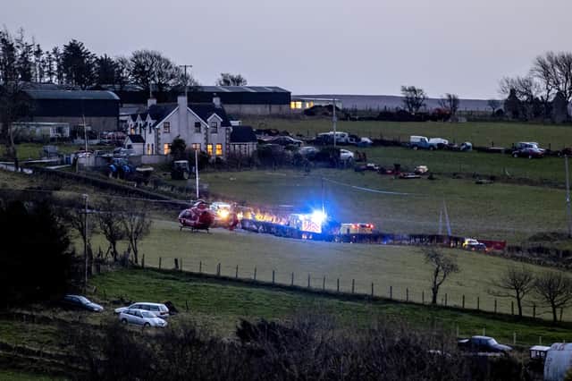 Police, Ambulance and Air Ambulance at the scene of an incident on the Ballyvennaght Road near Ballycastle around 5pm on Sunday evening.Pic Steven McAuley/McAuley Multimedia