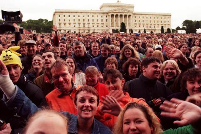 Part of the crowd at Elton John's groundbreaking 1998 concert at Stormont