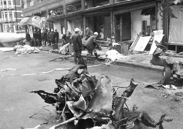 The aftermath of the IRA bomb at Harrods department store in London in which six people were murdered in  the busy run up to Christmas 1983