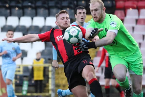 Goalkeeper Aaron McCarey - pictured on show in 2018 for Warrenpoint Town - has joined Cliftonville. Pic by Pacemaker.
