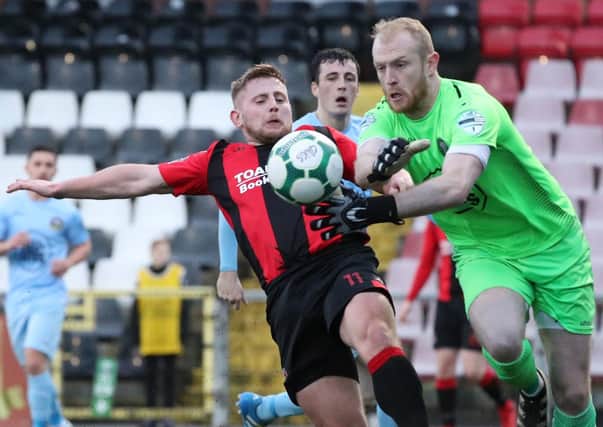 Goalkeeper Aaron McCarey - pictured on show in 2018 for Warrenpoint Town - has joined Cliftonville. Pic by Pacemaker.