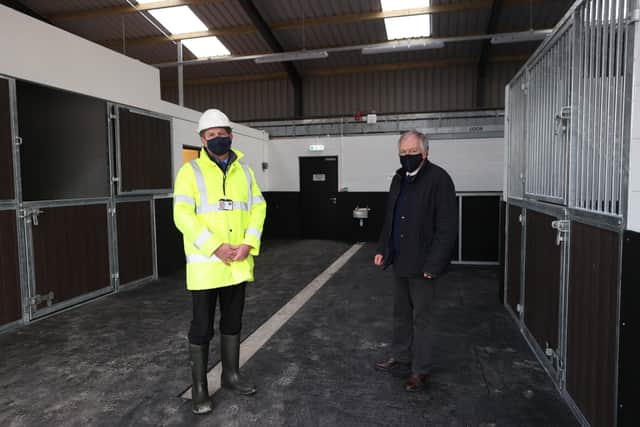 Northern Ireland's Chief Veterinary Officer, Dr Robert Huey (right), during a visit organised by the Department of Agriculture, Environment and Rural Affairs (DAERA) to view the progress on the new point of entry facilities at Duncrue Industrial Estate