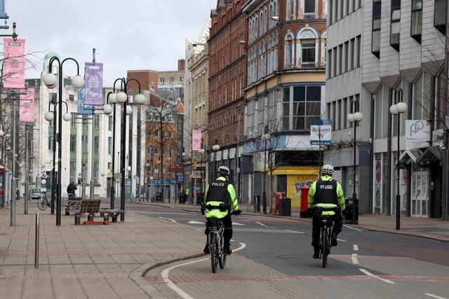 Police patrols on the streets of Belfast