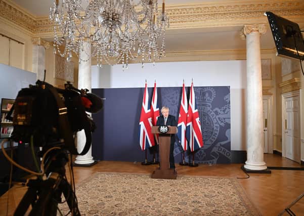 Prime Minister Boris Johnson on Christmas Eve during a media briefing in Downing Street, London, on the agreement of a post-Brexit trade deal. Photo: Paul Grover/Daily Telegraph/PA Wire
