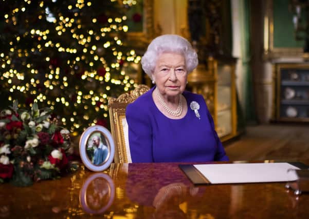 The Queen’s 2020 Christmas message from Windsor Castle, which was broadcast on December 25. She mentioned her Christian beliefs several times Photo: Victoria Jones/PA Wire