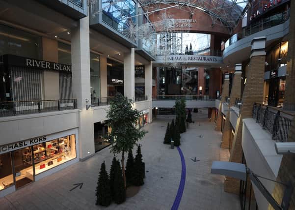 The closed Victoria Square shopping complex in Belfast yesterday as the six week lockdown in Northern Ireland continues. Online shopping was already killing traditional shops slowly. Photo: Liam McBurney/PA Wire