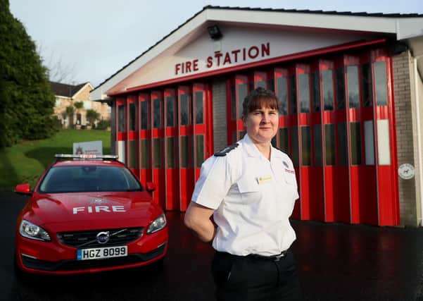Karen McDowell MBE, Station Commander, Northern Ireland Fire and Rescue Service, who has been awarded an MBE for services to the Northern Ireland Fire and Rescue Service and to the LGBTQ community in the New Year's Honours list, photographed at Dromore Fire Station, Co. Down. Photo: Brian Lawless/PA Wire
