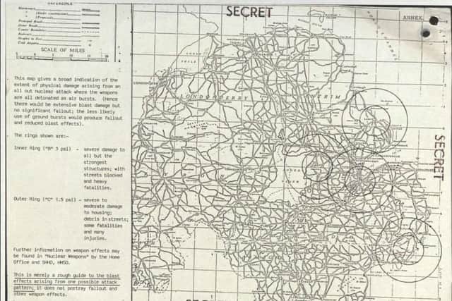 The five circles in this previously secret map  show the expected Soviet targets in a worst case nuclear attack