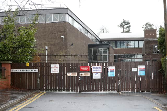 The closed gates of Wallace High School today after the school return date was pushed back for most pupils