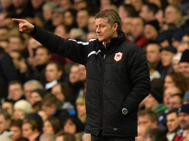 Cardiff City's Norwegian manager Ole Gunnar Solskjaer in 2014. Photo: BEN STANSALL/AFP via Getty Images.
