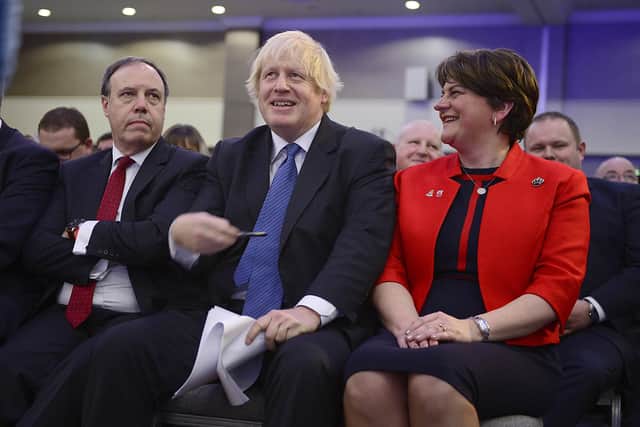Boris Johnson at the DUP conference two years ago