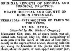 Report on Rynd's Procedure in The Dublin Medical Press 1845