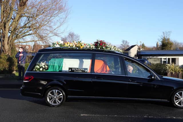 Funeral of former Real IRA leader Michael McKevitt who died last week aged 71-tear-old.  In August 2003 McKevitt was found guilty of directing terrorism and membership of an illegal organisation.  He was also found liable for the 1998 Omagh bomb that killed 29 people.

The funeral makes its way from his home in Blackrock, Co. Louth, for Requiem Mass at St. Fursey's Church, Haggardstown
