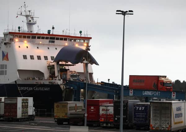 Vehicles disembarking at Larne Port