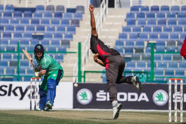 Paul Stirling on his way to an unbeaten century for Ireland but UAE finished on top.